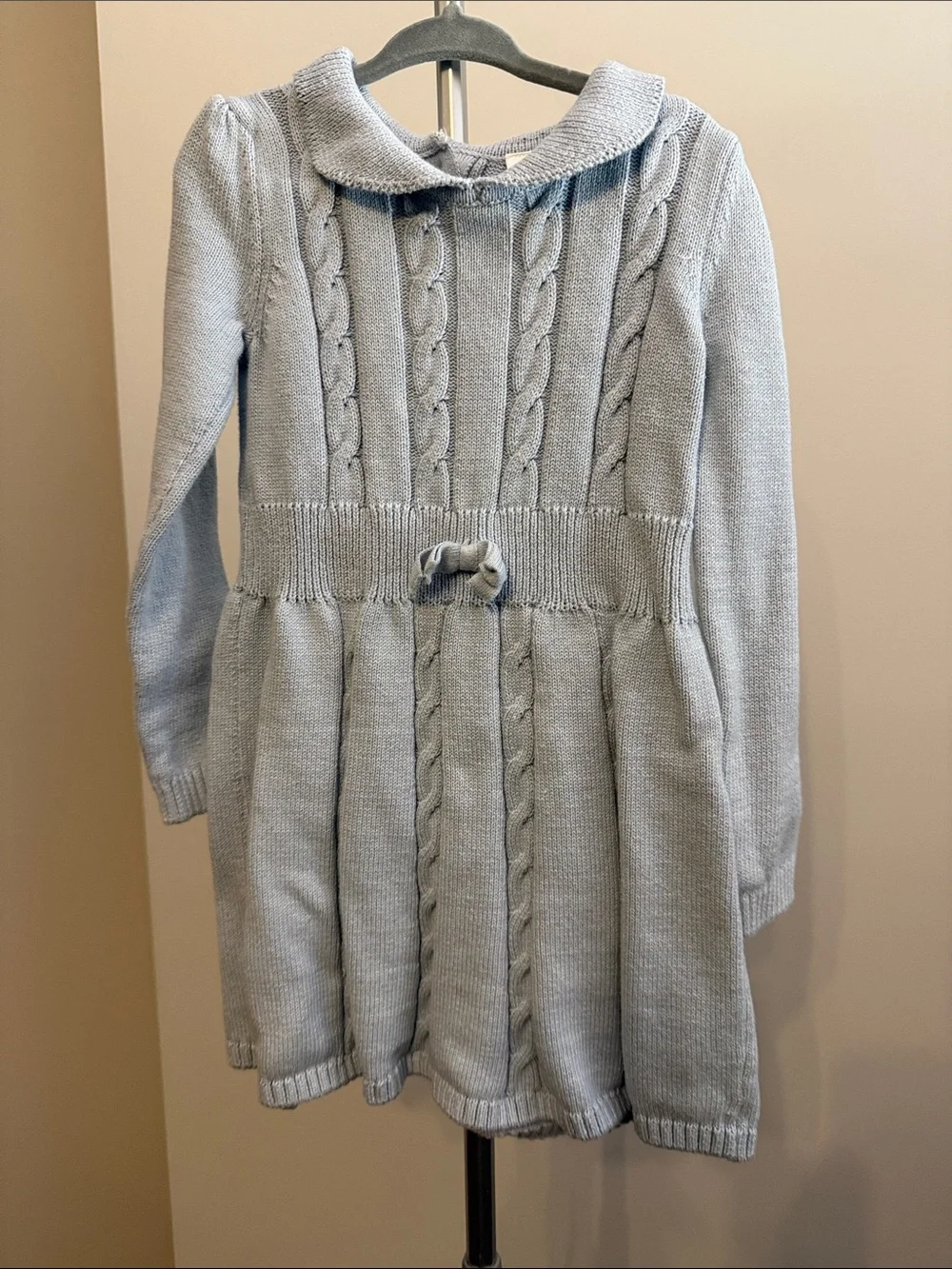 Gymboree Light Blue Cable-Knit Dress with Peter Pan Collar